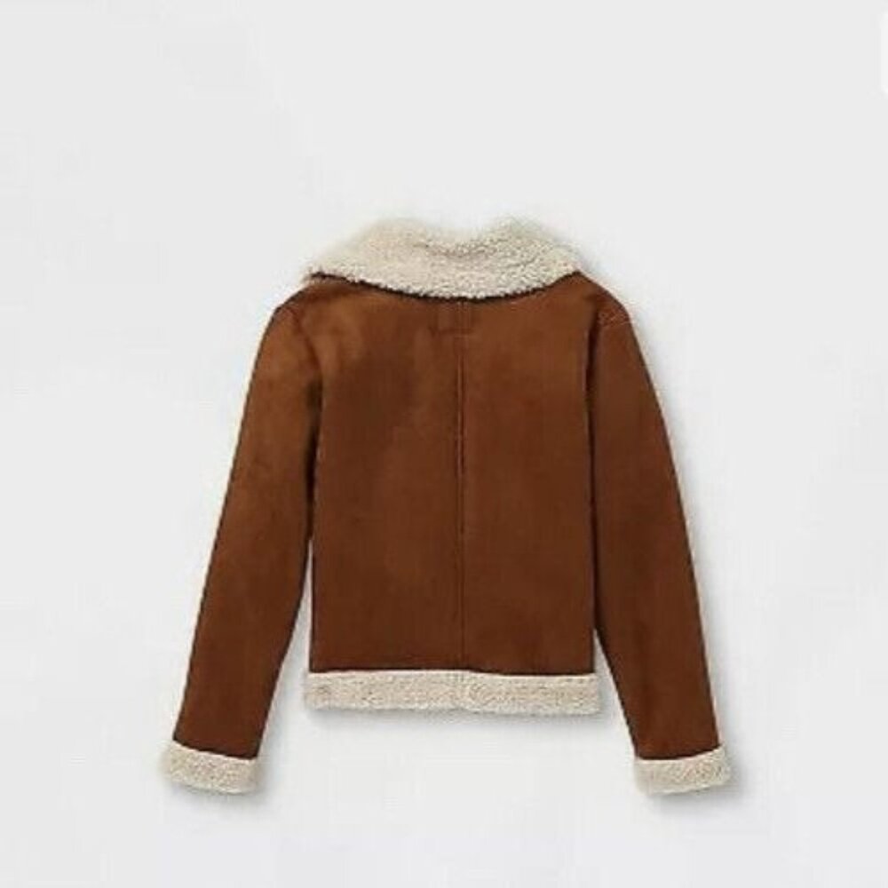 Girls' Sherpa Moto Jacket - art class Tan S (6/6x) Nwt 35